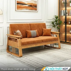Sofa go phong cach Indochine S370 V2 mau cam