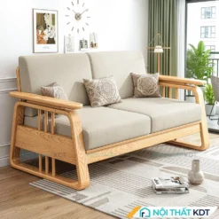 Sofa go phong cach Indochine S370 V2 mau kem