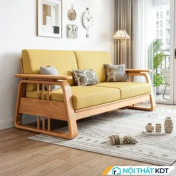Sofa go phong cach Indochine S370 V2 mau vang