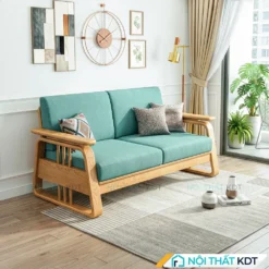Sofa go phong cach Indochine S370 V2 mau xanh ngoc