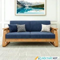 Sofa go phong cach Indochine S370 V2 mau xanh than