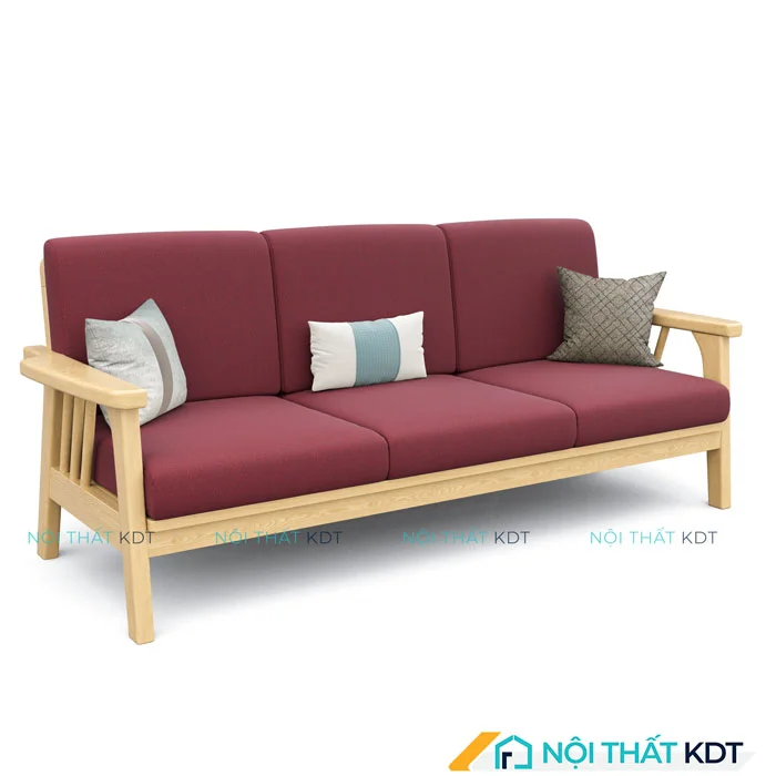 Ghế Sofa Văng Gỗ Tay Vịn Nhỏ Gọn S260V đỏ đô