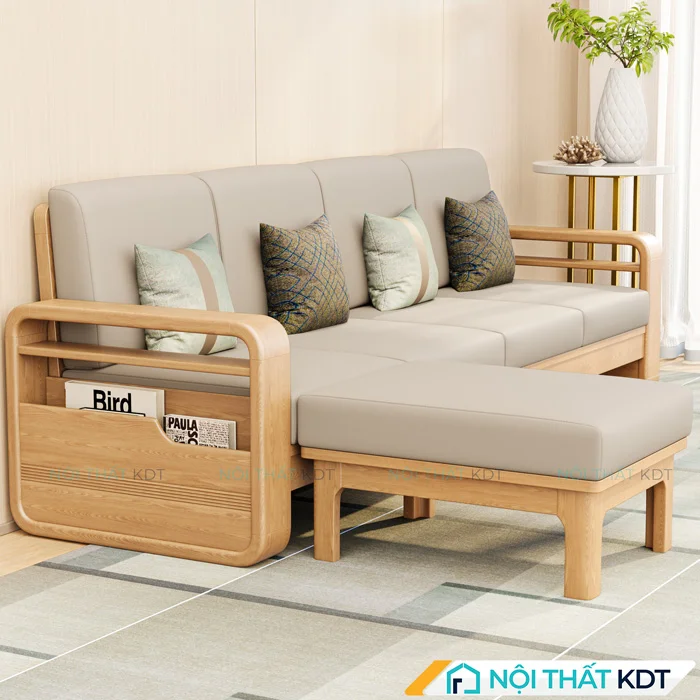 Mẫu sofa gỗ tay vịn bo cong S178-L4