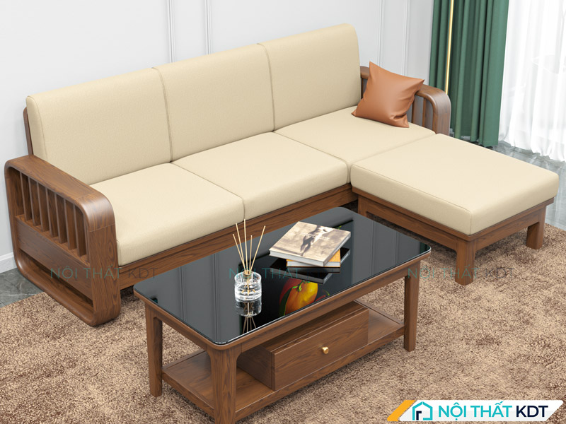 Mẫu sofa linh hoạt S274-L3 phối hợp bàn mặt kính mang đến nét hiện đại