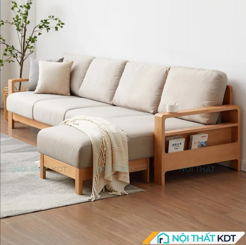 Sofa gỗ chữ L vừa có độ bền cao, lại dễ kết hợp nhiều phong cách nội thất