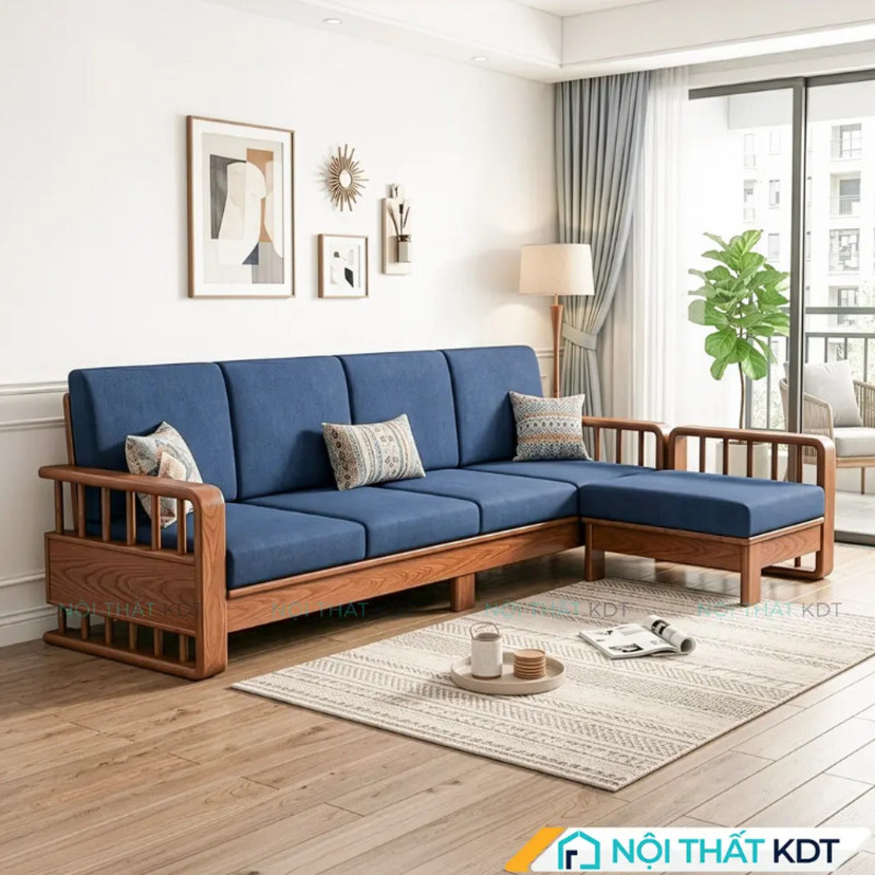 Nội thất KDT cung cấp nhiều mẫu sofa gỗ chữ L đẹp, hiện đại và trẻ trung, phù hợp nhiều không gian sống