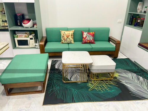 Sofa văng gỗ tự nhiên đệm nỉ S178-V3 photo review