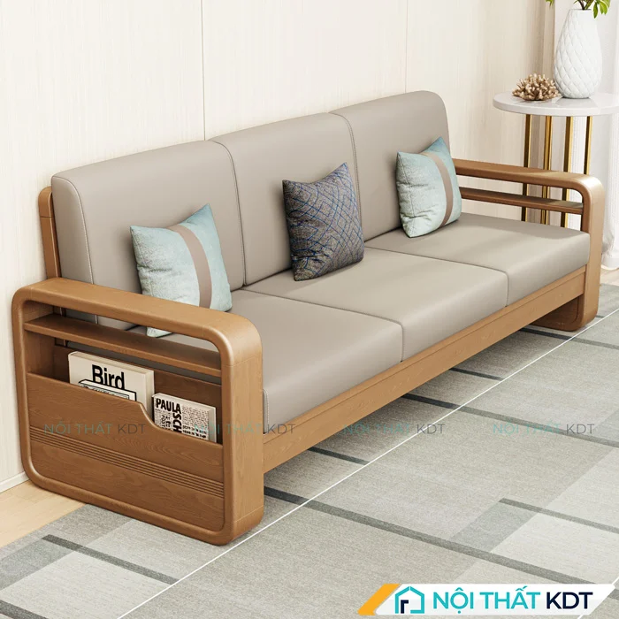 Sofa Văng Gỗ Tự Nhiên Đệm Nỉ S178-V3 be