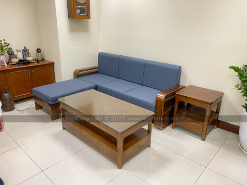 Sofa văng gỗ tự nhiên đệm nỉ S178-V3 photo review