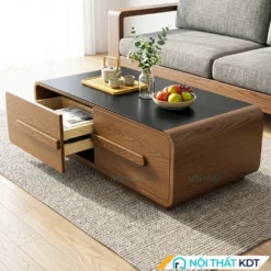 Bàn trà gỗ sồi hai cạnh bo tròn B56