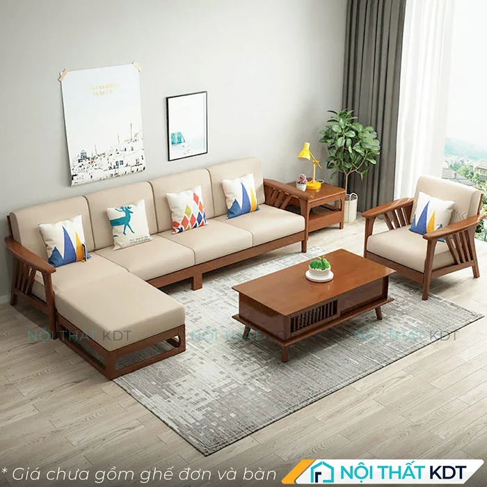 Mẫu sofa gỗ nan chéo 4 người ngồi S260-L4