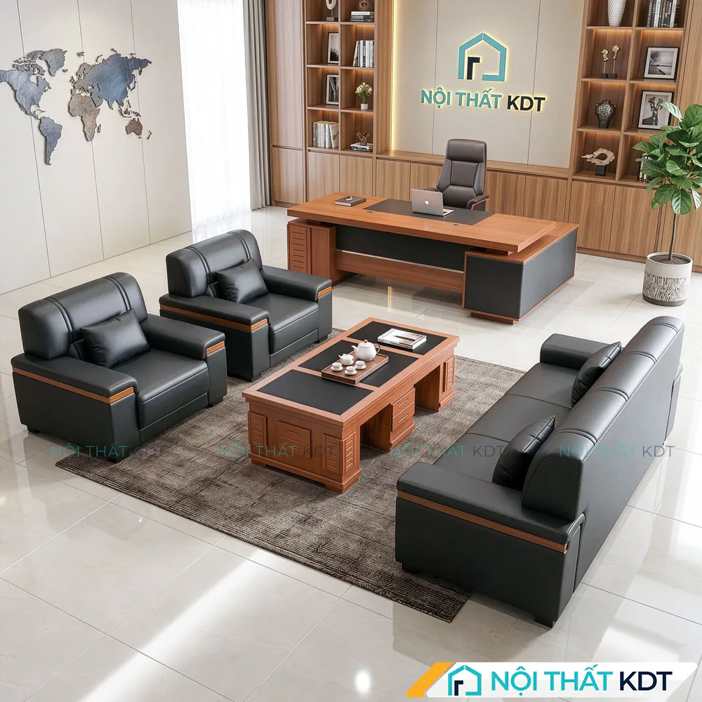 Bộ 3 ghế sofa văn phòng bọc da S451