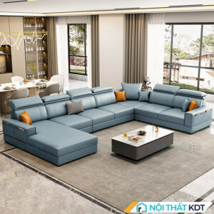 Ghe sofa xep chu U boc da S166 U 4