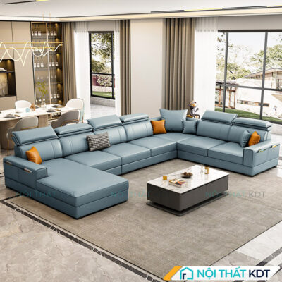 Ghe sofa xep chu U boc da S166 U 4