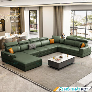 Ghe sofa xep chu U boc da S166 U 6