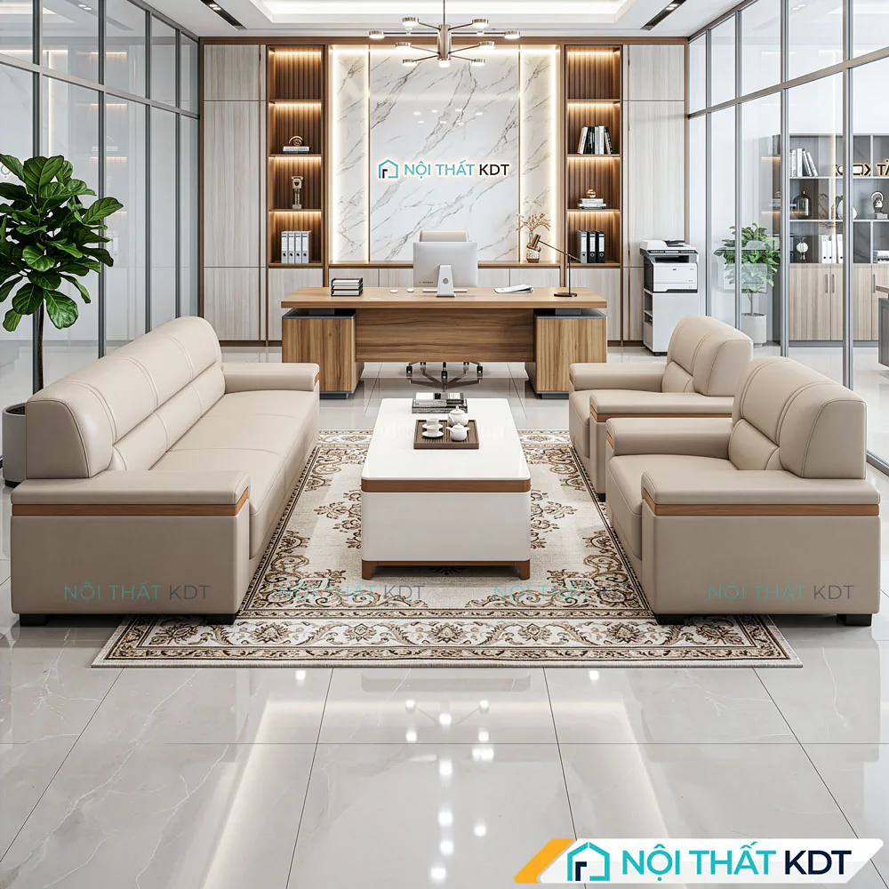 Sa lông màu kem tiếp khách công ty S451