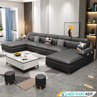 Sofa chu U boc da S36 U 1
