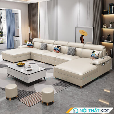 Sofa chu U boc da S36 U
