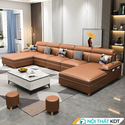 Sofa chu U boc da S36 U 8