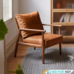 Sofa đơn gỗ tần bì đệm da S94