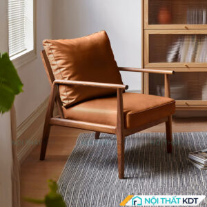 Sofa đơn gỗ tần bì đệm da S94