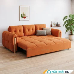 Sofa giường bọc nỉ rút lõm SG-01 màu cam