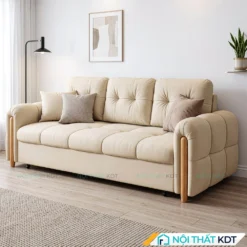 Sofa giường bọc nỉ rút lõm SG-01 màu kem