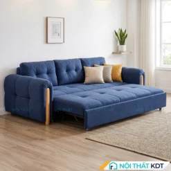 Sofa giường bọc nỉ rút lõm SG-01 màu xanh lam