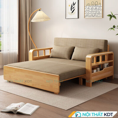 Sofa giuong go co hoc chua do SG15 1