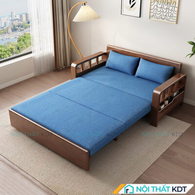 Sofa giuong go co hoc chua do SG15 5