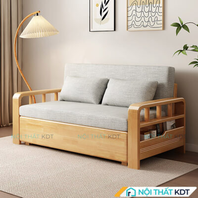 Sofa giuong go co hoc chua do SG15 6