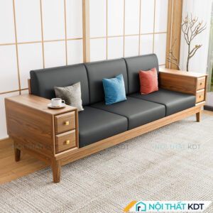 Sofa gỗ có ngăn kéo trong tay vịn S463-V3