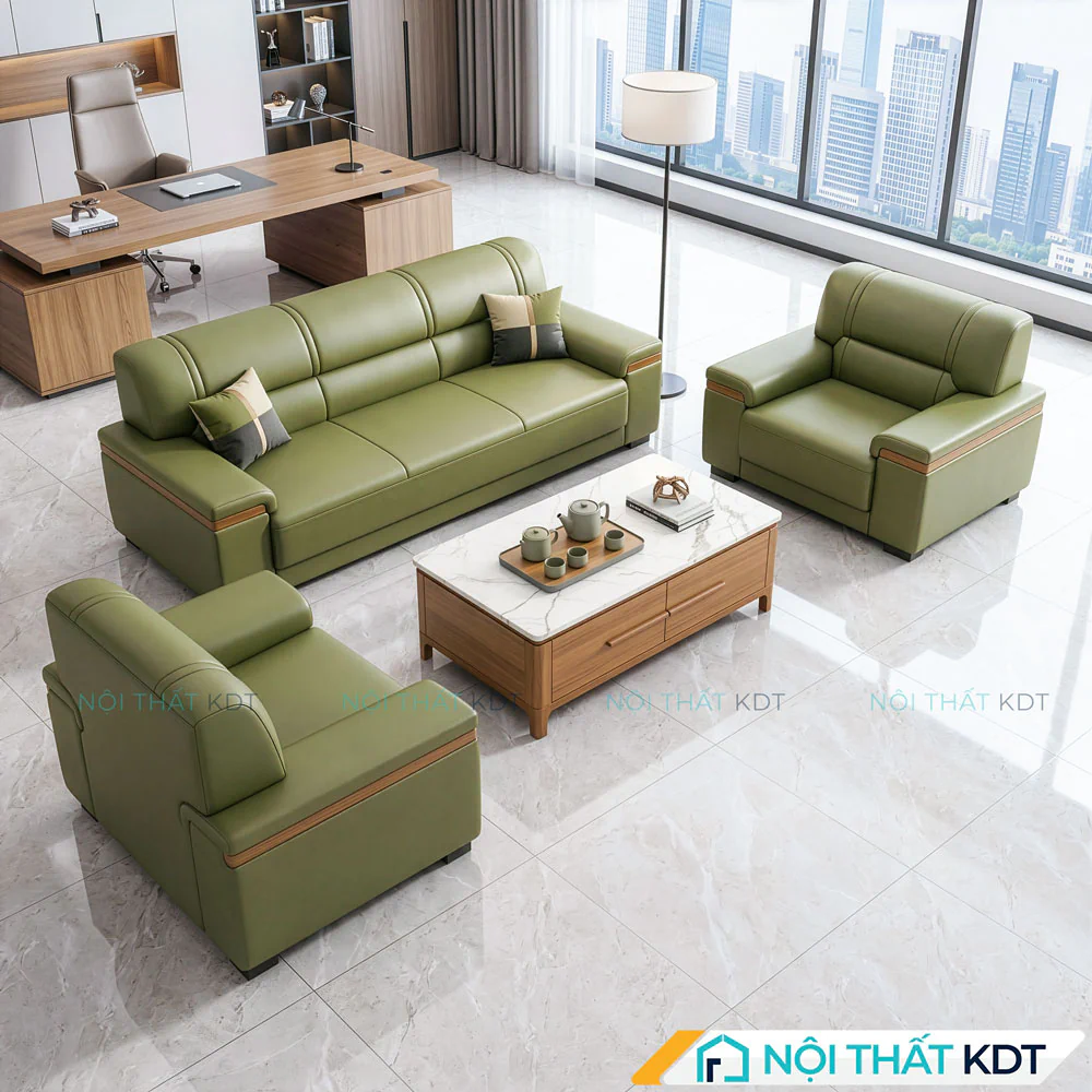 Sofa màu xanh lá tiếp khách văn phòng S451