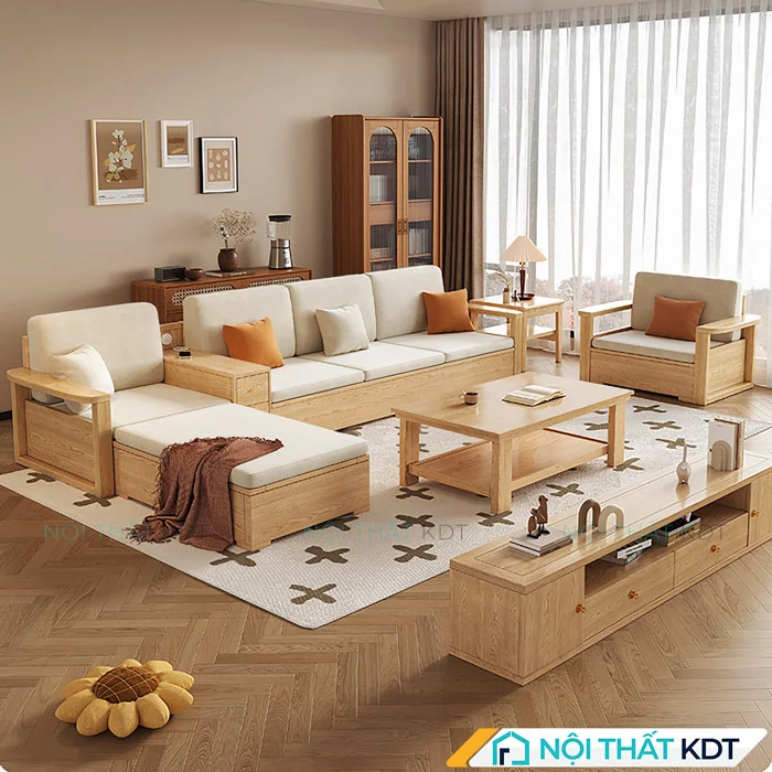 Mẫu sofa gỗ có ngăn chứa đồ S235-L4