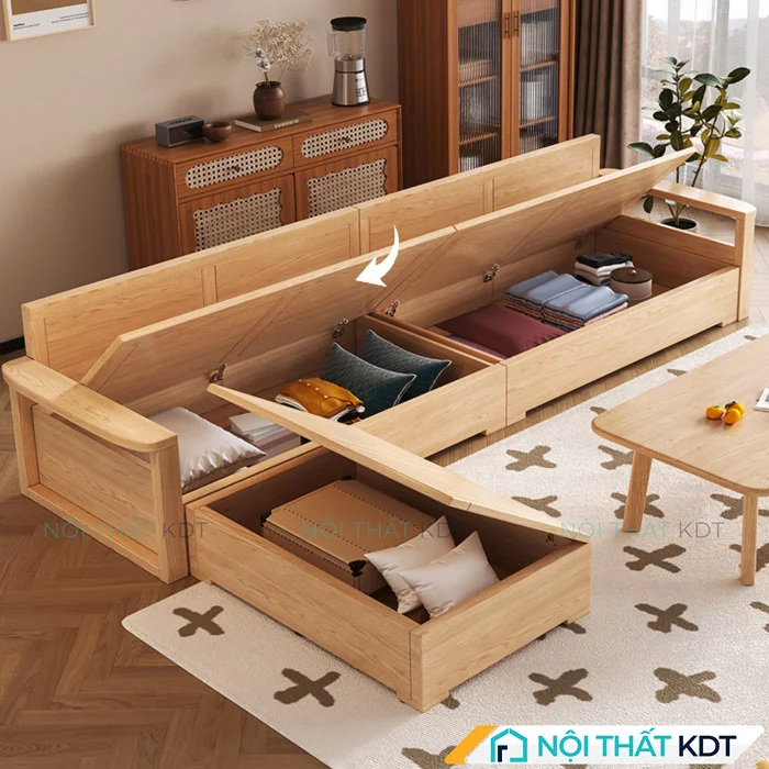 Mẫu sofa gỗ có ngăn chứa đồ S235-L4