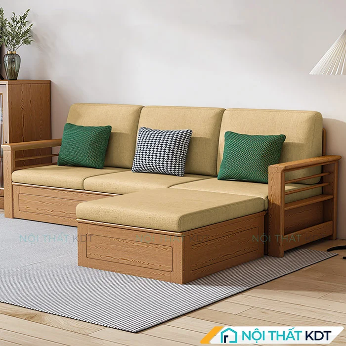 Mẫu sofa gỗ đơn giản nhỏ gọn S234-L3 màu vàng