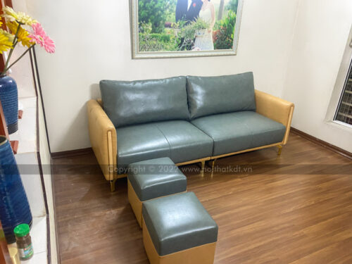 Sofa văng tay vịn bo tròn ốp gỗ S118 photo review