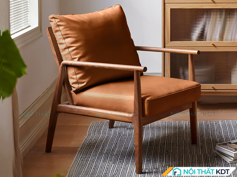 Sofa đơn gỗ tần bì đệm da S94 của Nội thất KDT