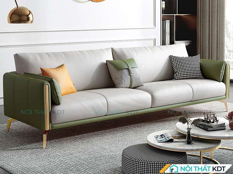 Sofa văng S118 với tay vịn ốp gỗ tinh xảo