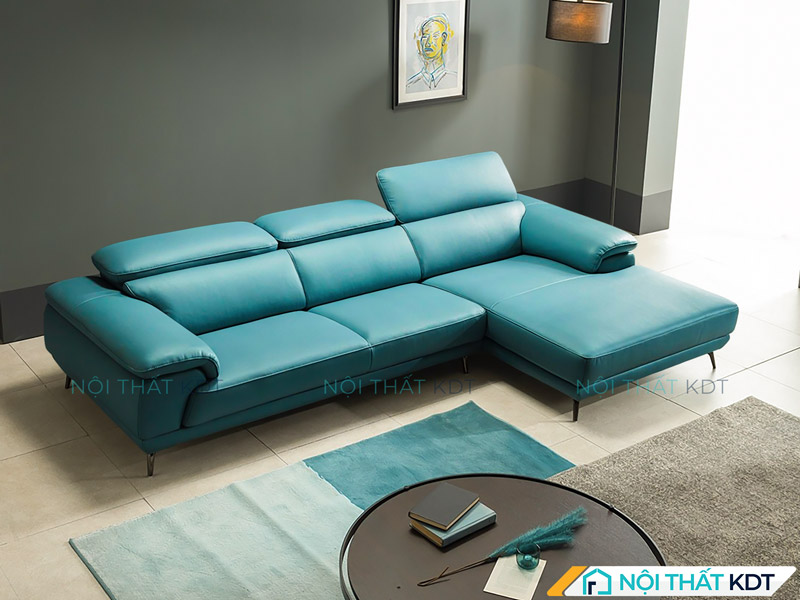 Ghế sofa màu xanh cổ vịt S156 có tay vịn thiết kế thấp