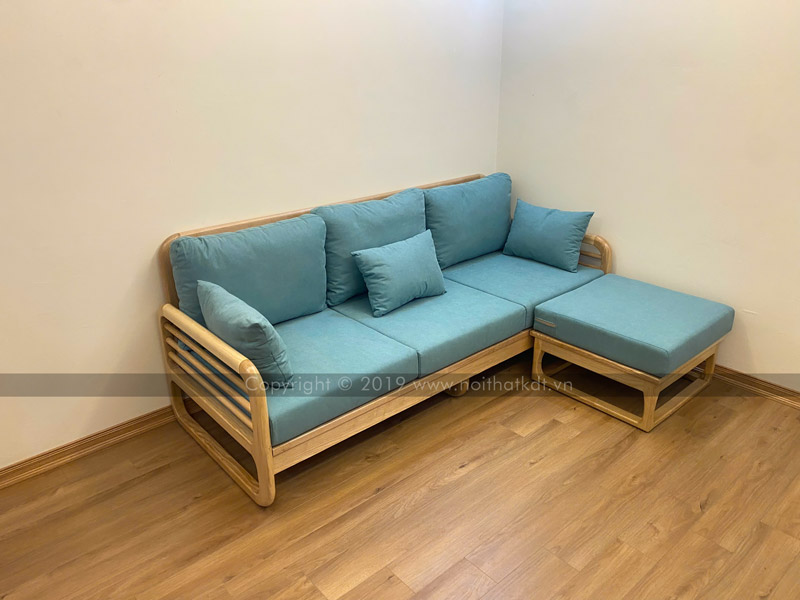 Mẫu sofa gỗ góc chữ L S175-L3 được thiết kế đơn giản