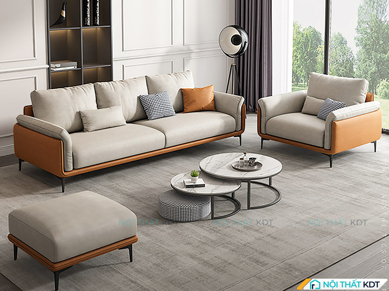 Sofa da S116 với chất liệu mềm mại, bóng mịn, vừa sang trọng vừa dễ vệ sinh, phù hợp gia đình có trẻ nhỏ