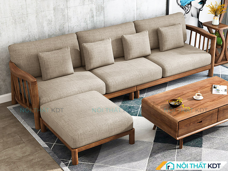 Sofa gỗ đệm nỉ S171-L3 cho phòng khách 