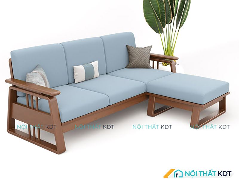 Mẫu sofa gỗ góc chữ L S370 - L3 có thiết kế tối giản và hiện đại