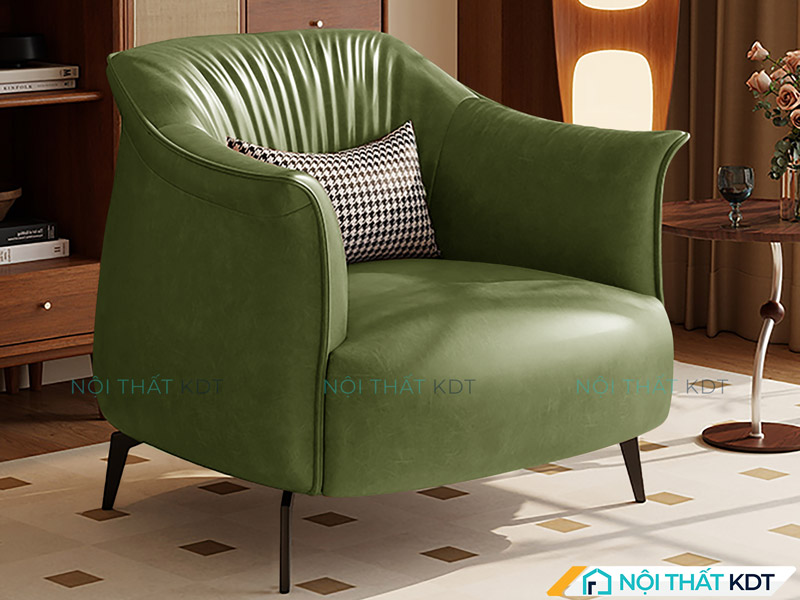Sofa đơn da màu xanh rêu S84 của Nội thất KDT
