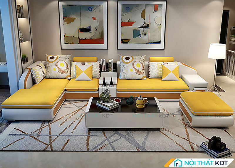 Ghế sofa màu vàng S28 tiện lợi với chỗ ngồi rộng rãi