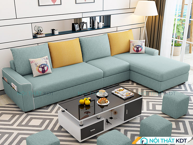 Mẫu sofa nỉ góc chữ L S23A-L4 được làm từ chất liệu nỉ mềm mại