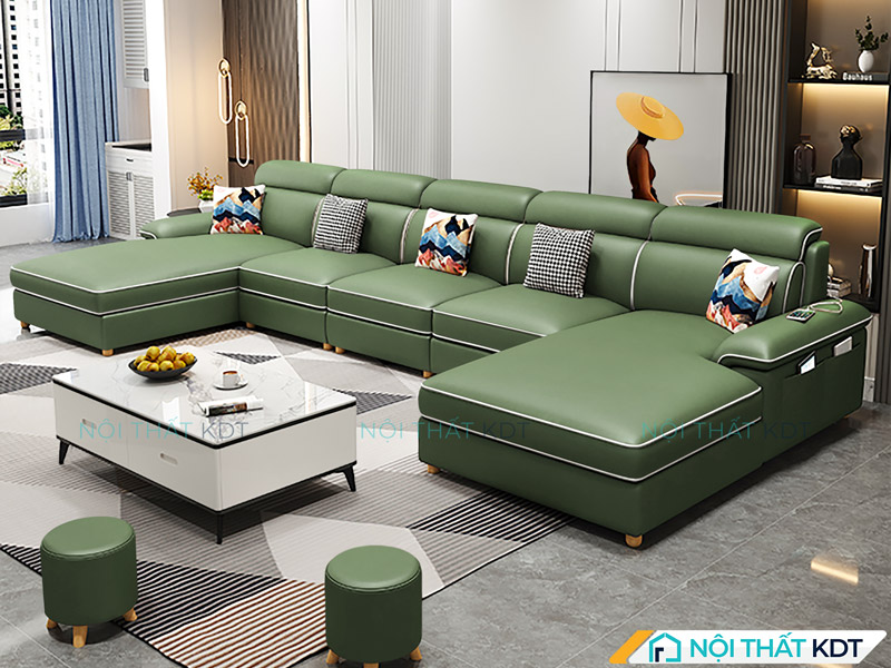 Sofa chữ U bọc da S36-U của Nội thất KDT