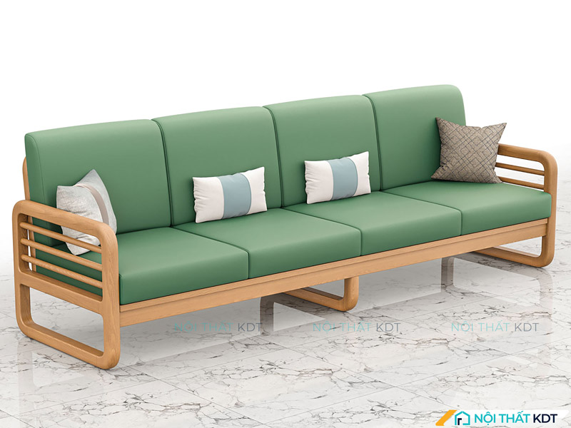 Sofa gỗ văng 4 tựa lưng tay vịn mỏng S175-V4 của Nội thất KDT 
