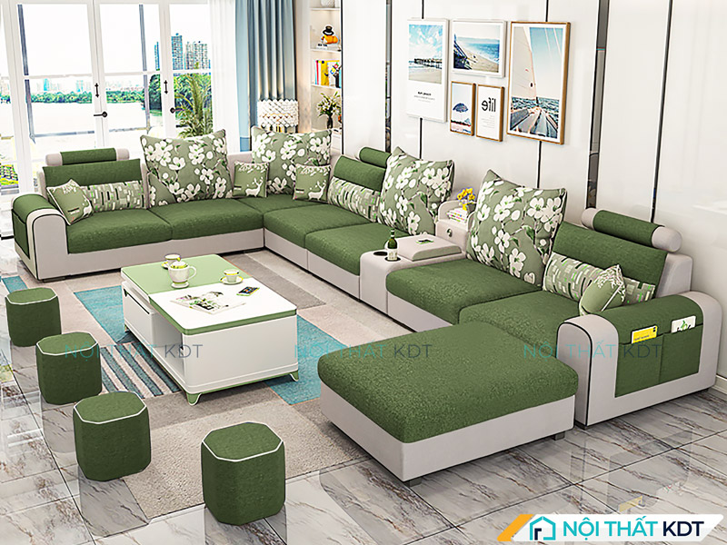 Ghế sofa màu xanh rêu S27U sang trọng của Nội thất KDT
